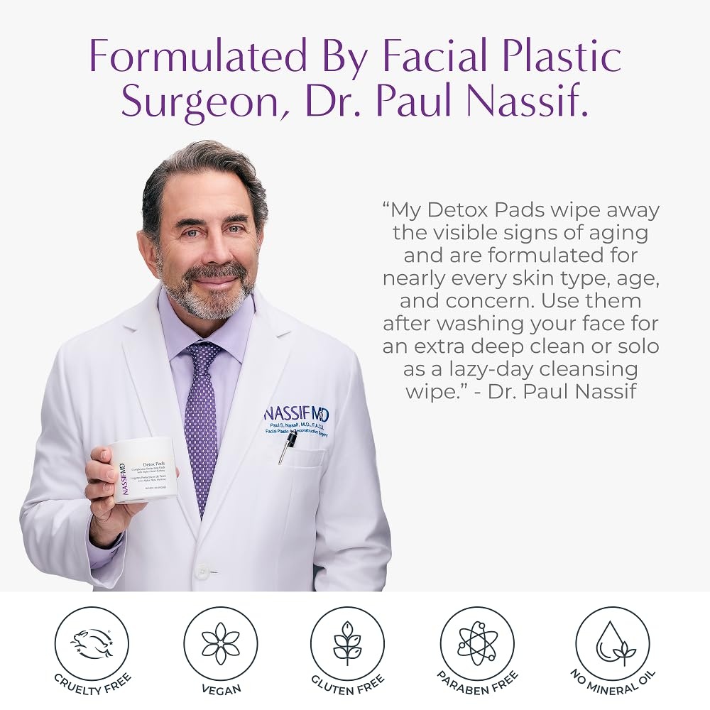 image:imageNassifMD Exfoliating Detox Pads SurgeonCreated AHABHA Facial Pads for Deep Cleansing Smoother Texture amp Glowing Skin Reduces Pores Firms BrightensOriginal Formula Face Size