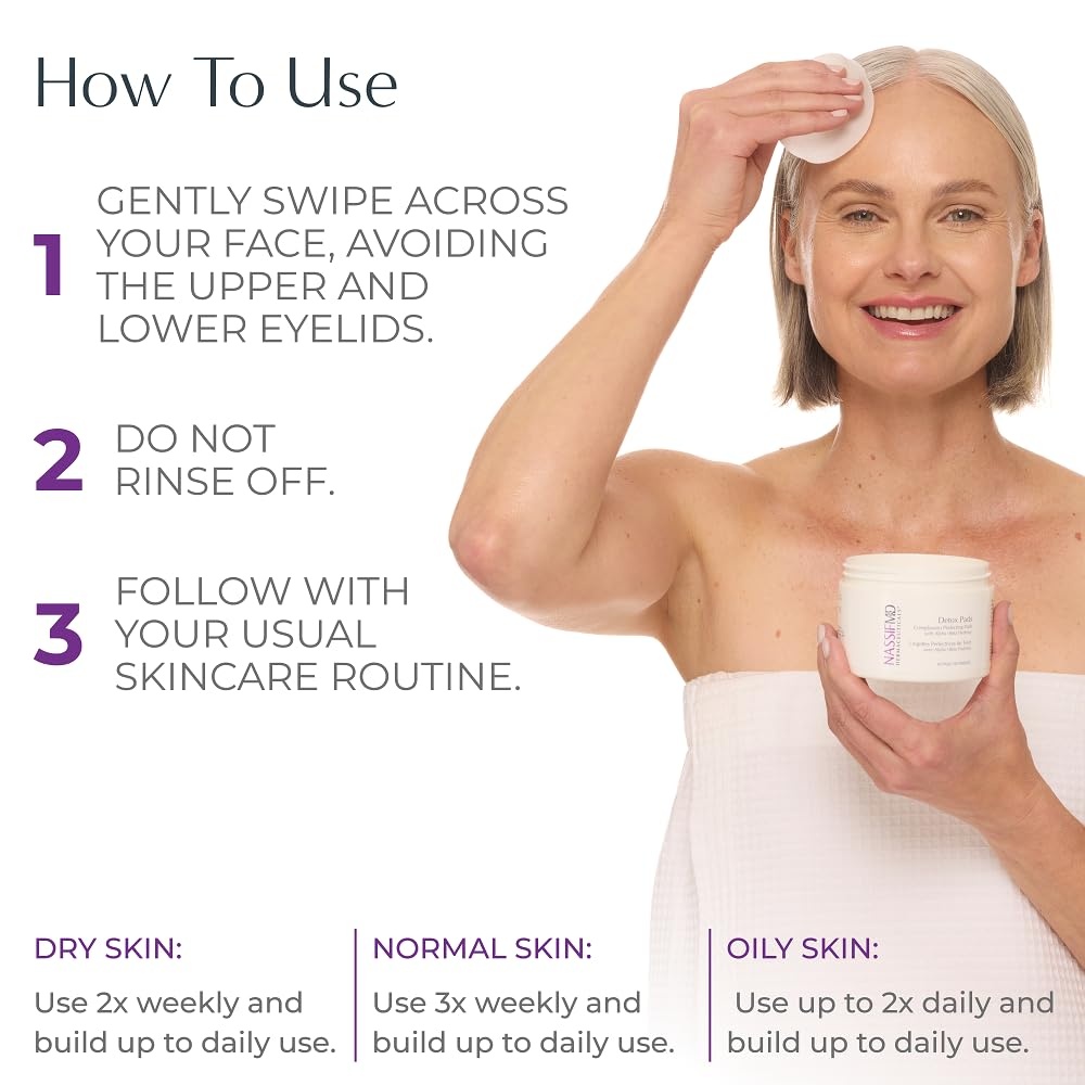 image:imageNassifMD Exfoliating Detox Pads SurgeonCreated AHABHA Facial Pads for Deep Cleansing Smoother Texture amp Glowing Skin Reduces Pores Firms BrightensOriginal Formula Face Size