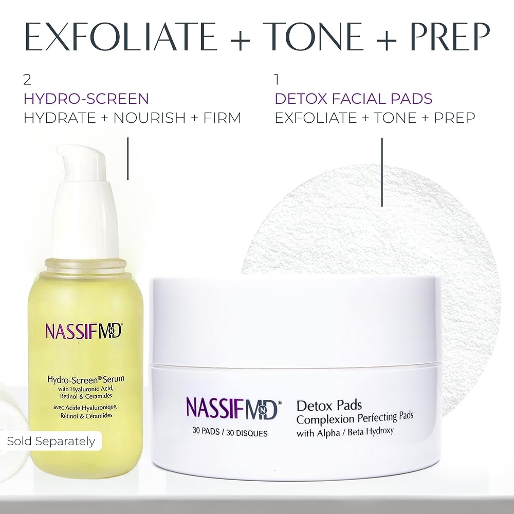 image:imageNassifMD Exfoliating Detox Pads SurgeonCreated AHABHA Facial Pads for Deep Cleansing Smoother Texture amp Glowing Skin Reduces Pores Firms BrightensOriginal Formula Face Size