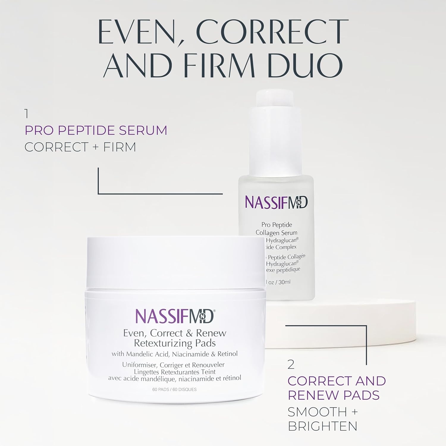 image:imageNassifMD Even Correct amp Renew Retexturizing Pads Chemical Peel for Face Whitehead Closed Comedone and Acne Marks Skin Resurfacing Pads Hyperpigmentation Treatment for Face30 Pads