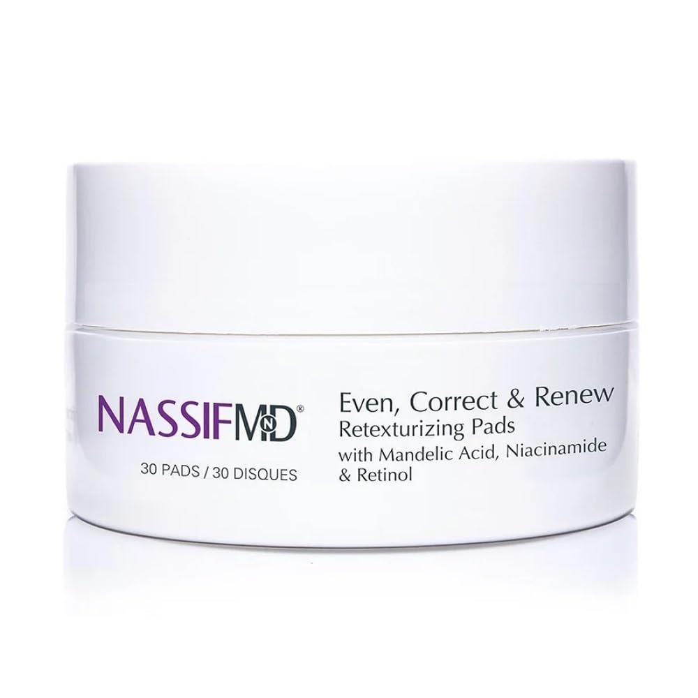 image:imageNassifMD Even Correct amp Renew Retexturizing Pads Chemical Peel for Face Whitehead Closed Comedone and Acne Marks Skin Resurfacing Pads Hyperpigmentation Treatment for Face30 Pads